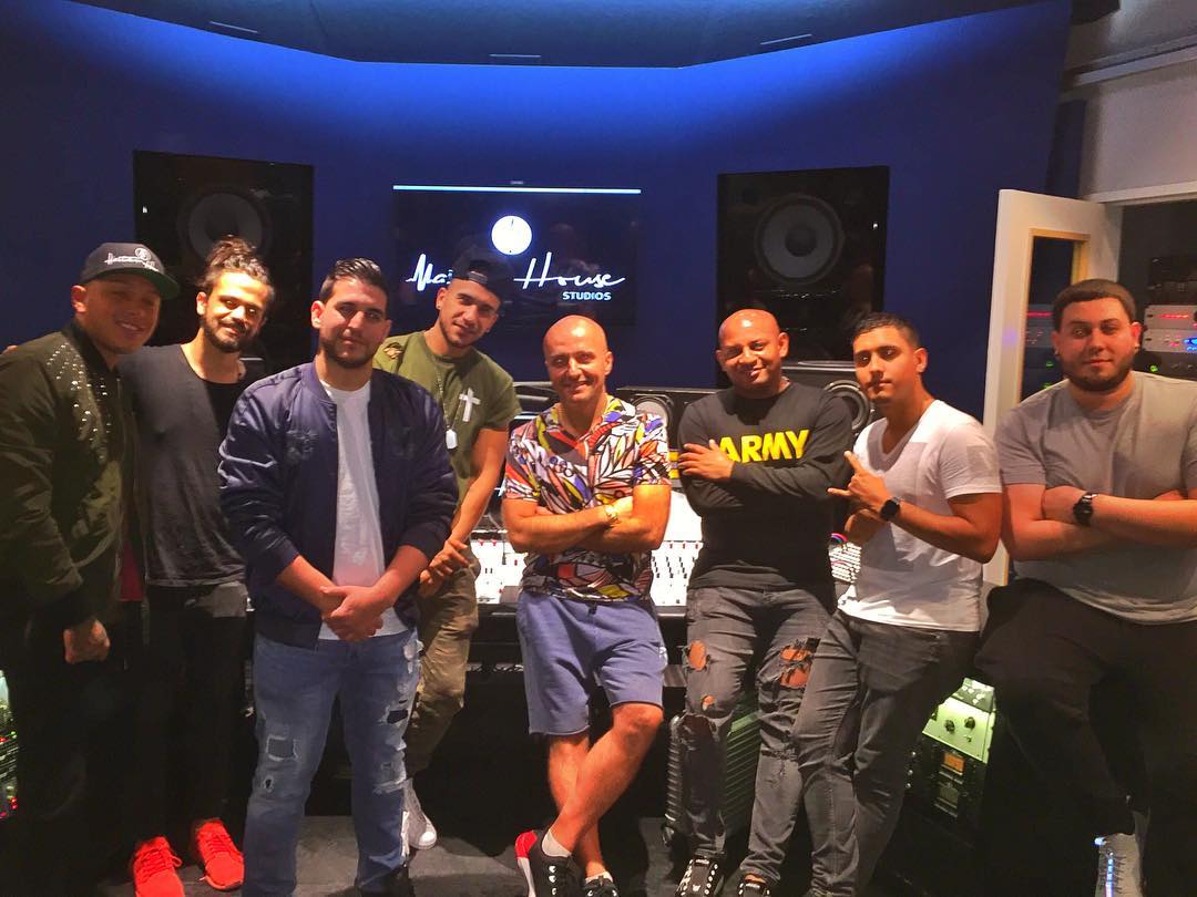 Costi and fellow musicians in the recording studio