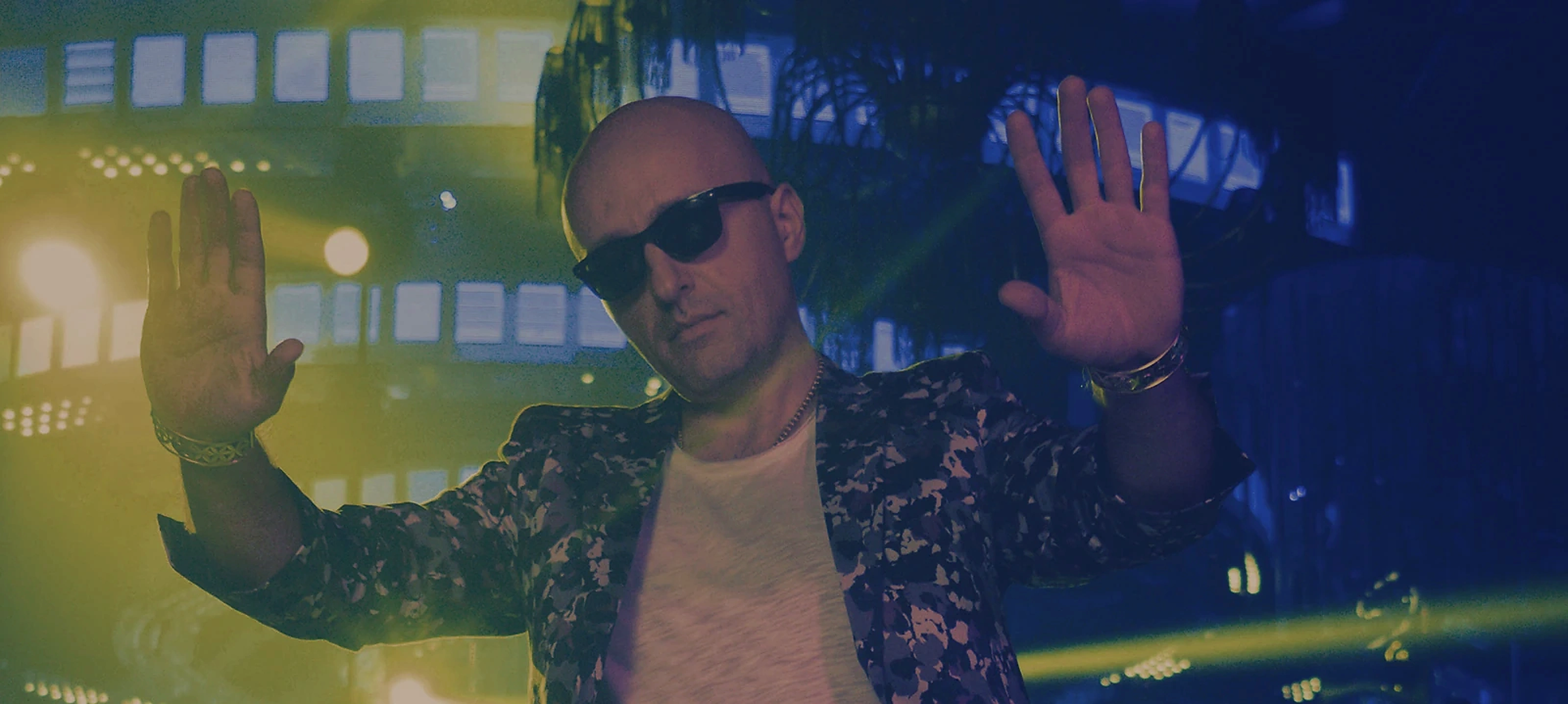 Close-up of Costi wearing sunglasses